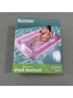 Inflatable Tanning Pool Lounger Float 70" x 46" Sunbathing Bed L-Pink New In Box